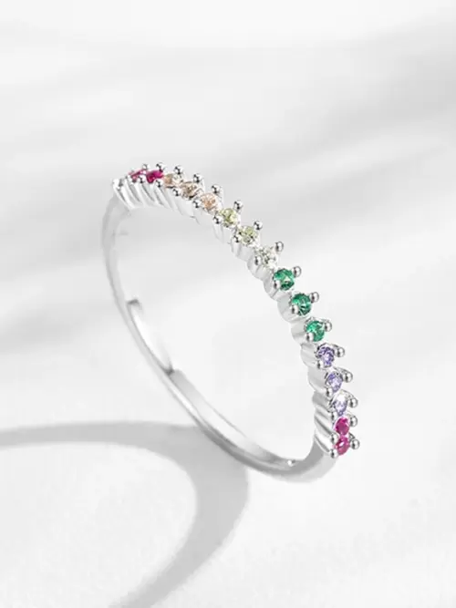 Anel em Prata 925 com Zircónias Coloridas – Elegância e Versatilidade